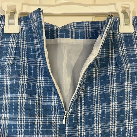 Blue Plaid Mini Skirt - Picture 3 of 5